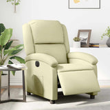 Fauteuil inclinable électrique crème cuir véritable