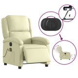 Fauteuil de massage inclinable électrique crème cuir véritable