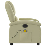 Fauteuil de massage inclinable électrique crème cuir véritable
