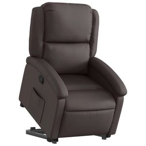 Fauteuil inclinable marron foncé cuir véritable