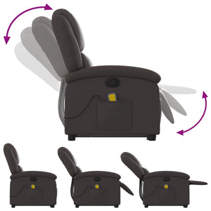 Fauteuil inclinable de massage marron foncé cuir véritable