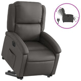 Fauteuil inclinable électrique gris cuir véritable