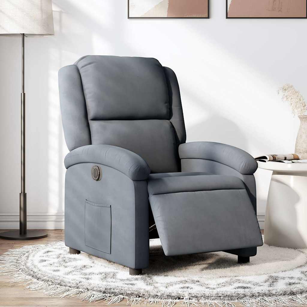 Fauteuil inclinable électrique Gris foncé Velours