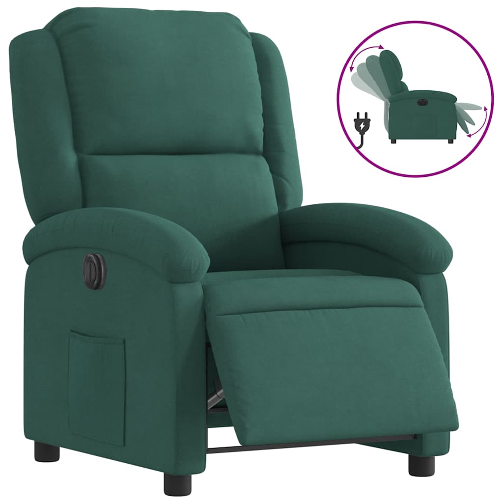 Fauteuil inclinable électrique vert foncé velours