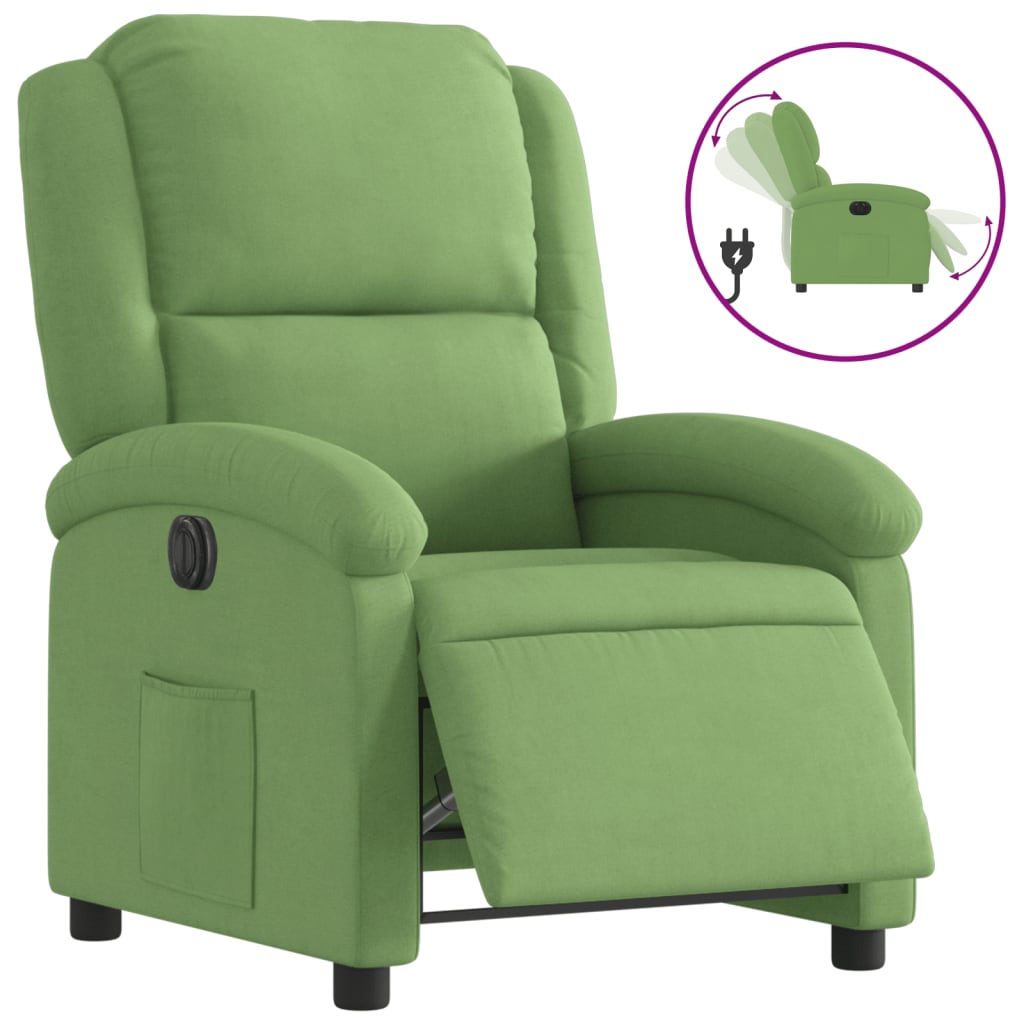 Fauteuil inclinable électrique vert clair velours