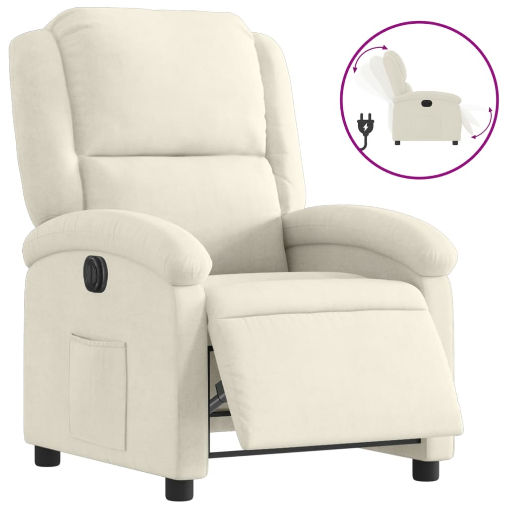 Fauteuil inclinable électrique Crème Velours