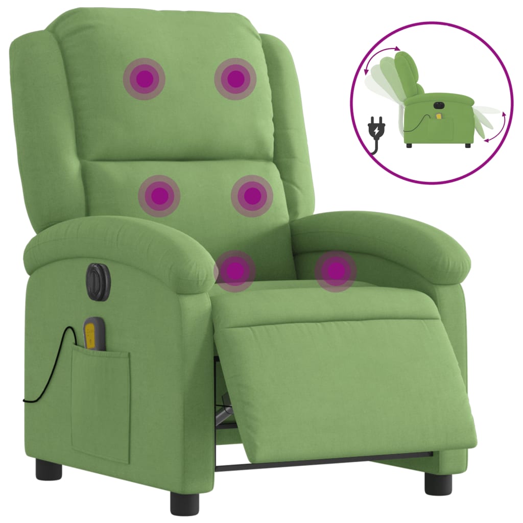 Fauteuil inclinable de massage électrique vert clair velours