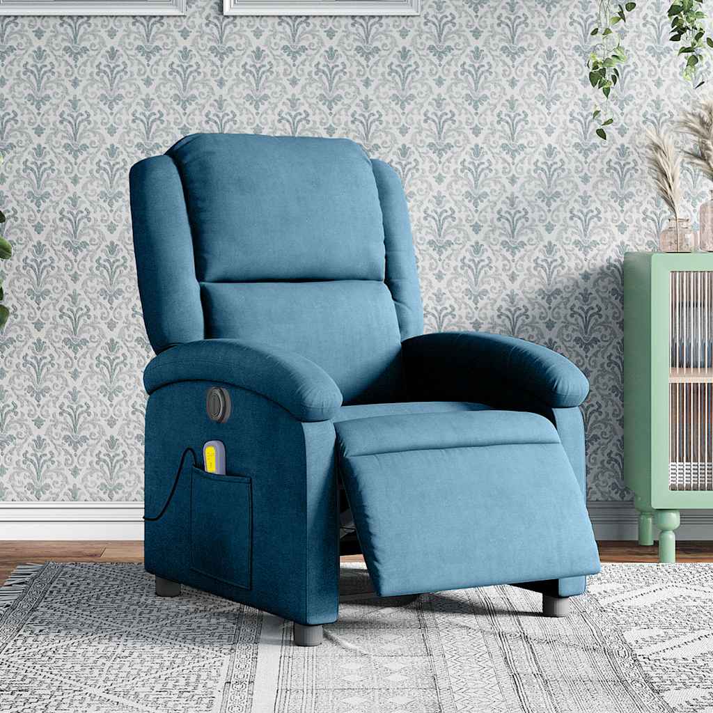 Fauteuil inclinable de massage électrique bleu velours