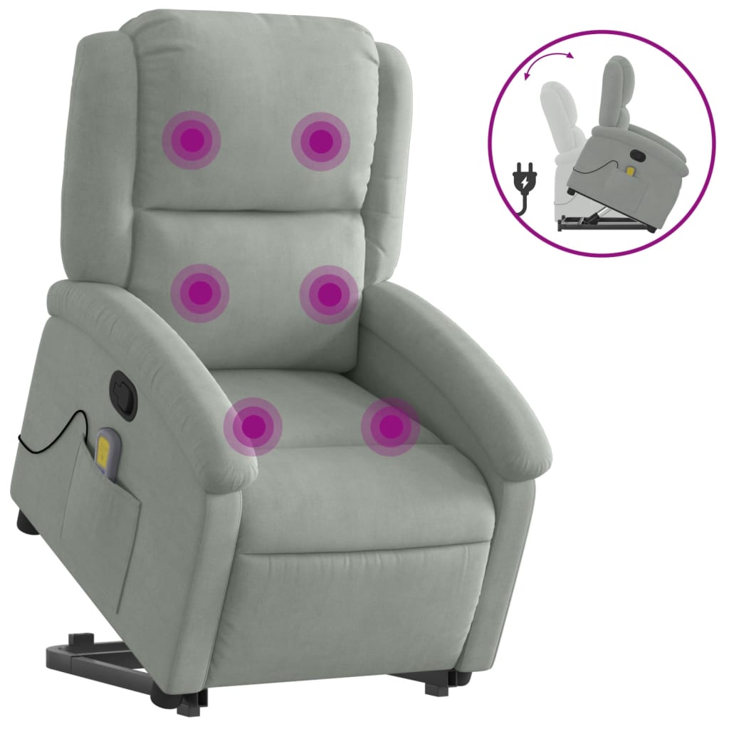 Fauteuil de massage inclinable Gris clair Velours