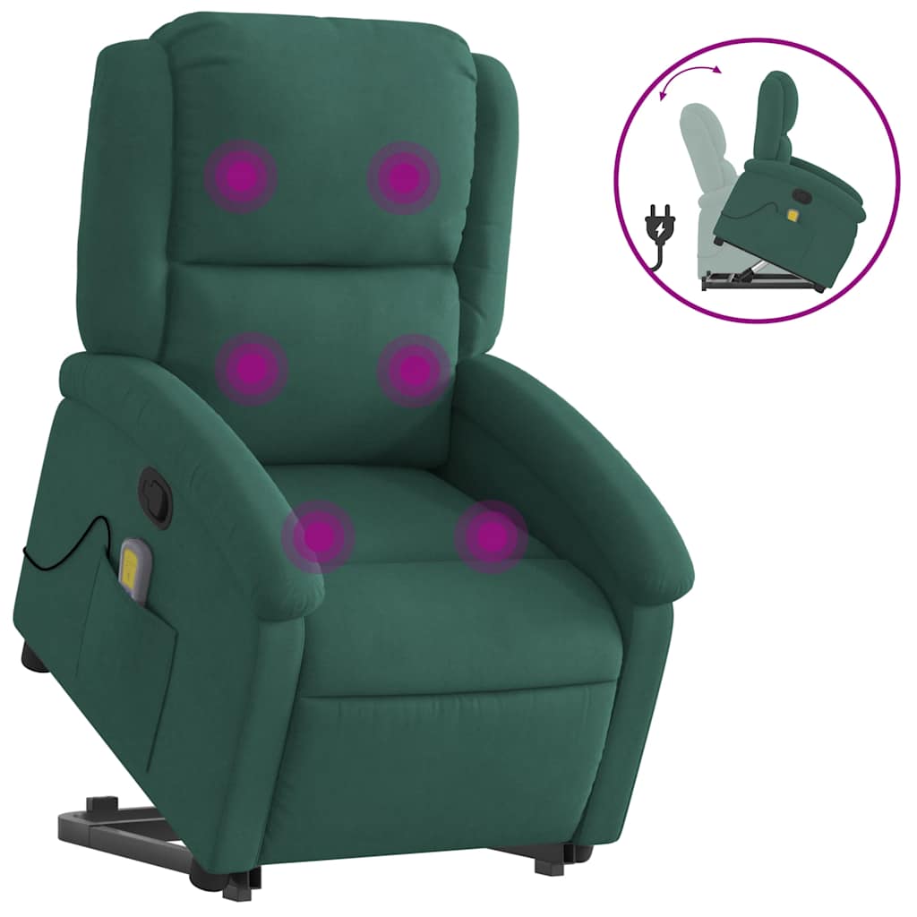 Fauteuil de massage inclinable Vert foncé Velours