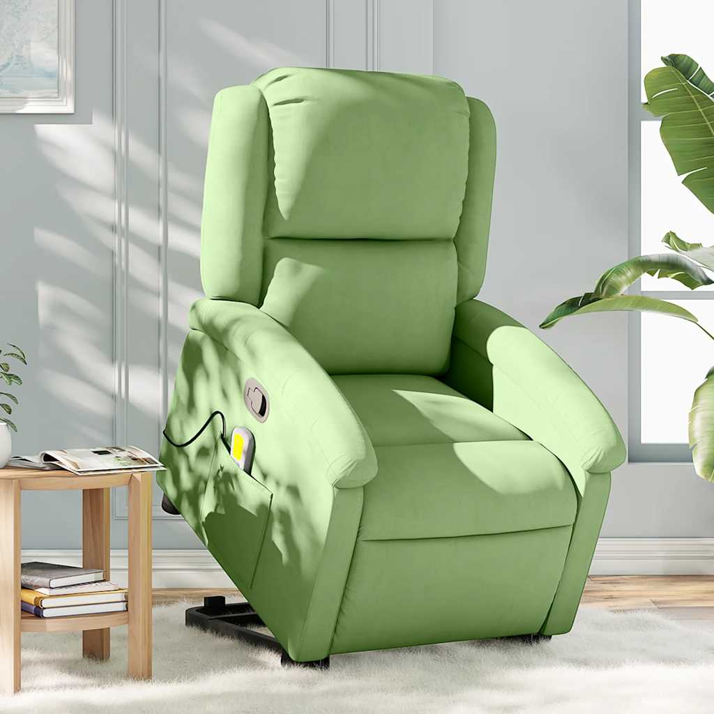Fauteuil de massage inclinable Vert clair Velours