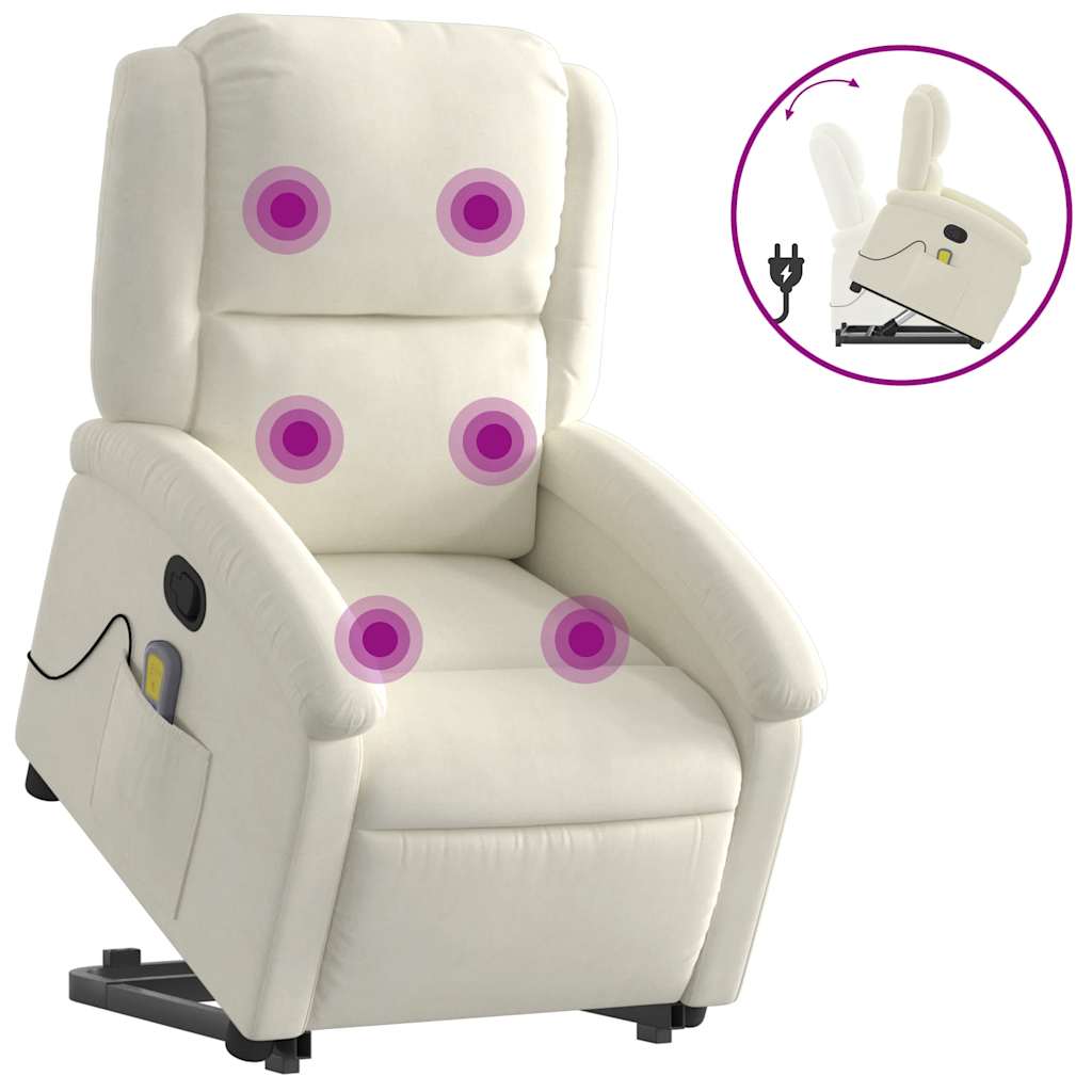 Fauteuil de massage inclinable Crème Velours