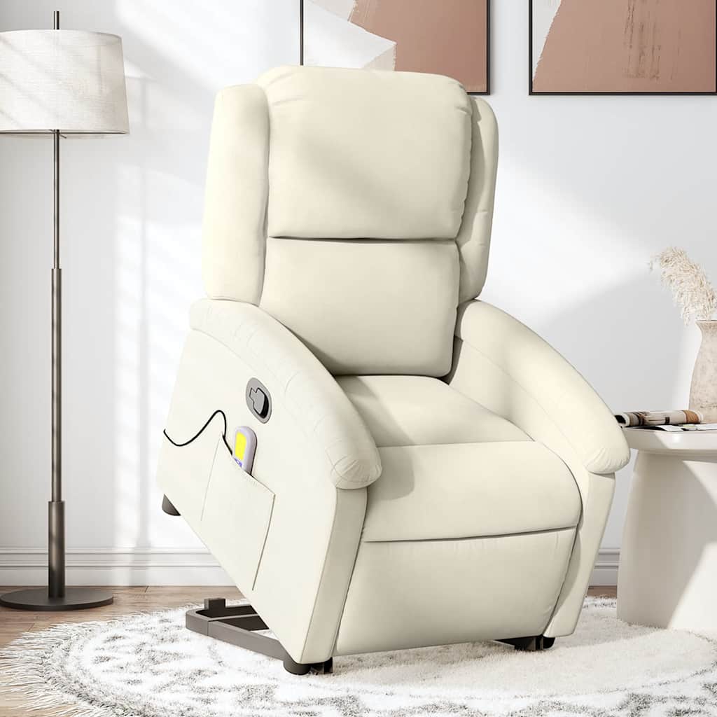 Fauteuil de massage inclinable Crème Velours