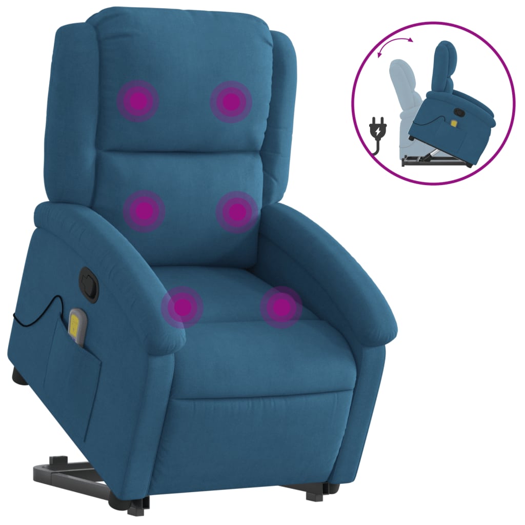 Fauteuil de massage inclinable Bleu Velours