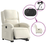 Fauteuil inclinable électrique crème velours