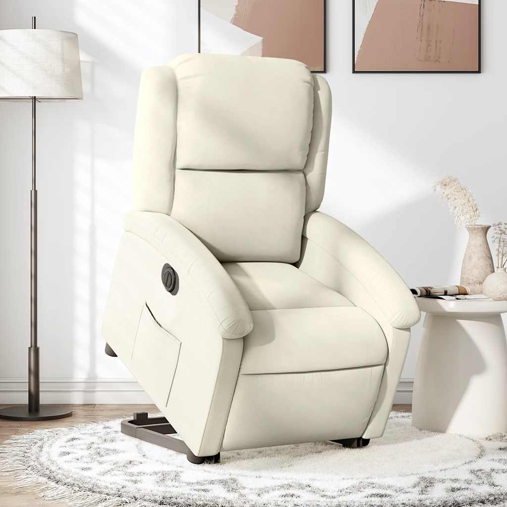 Fauteuil inclinable électrique crème velours