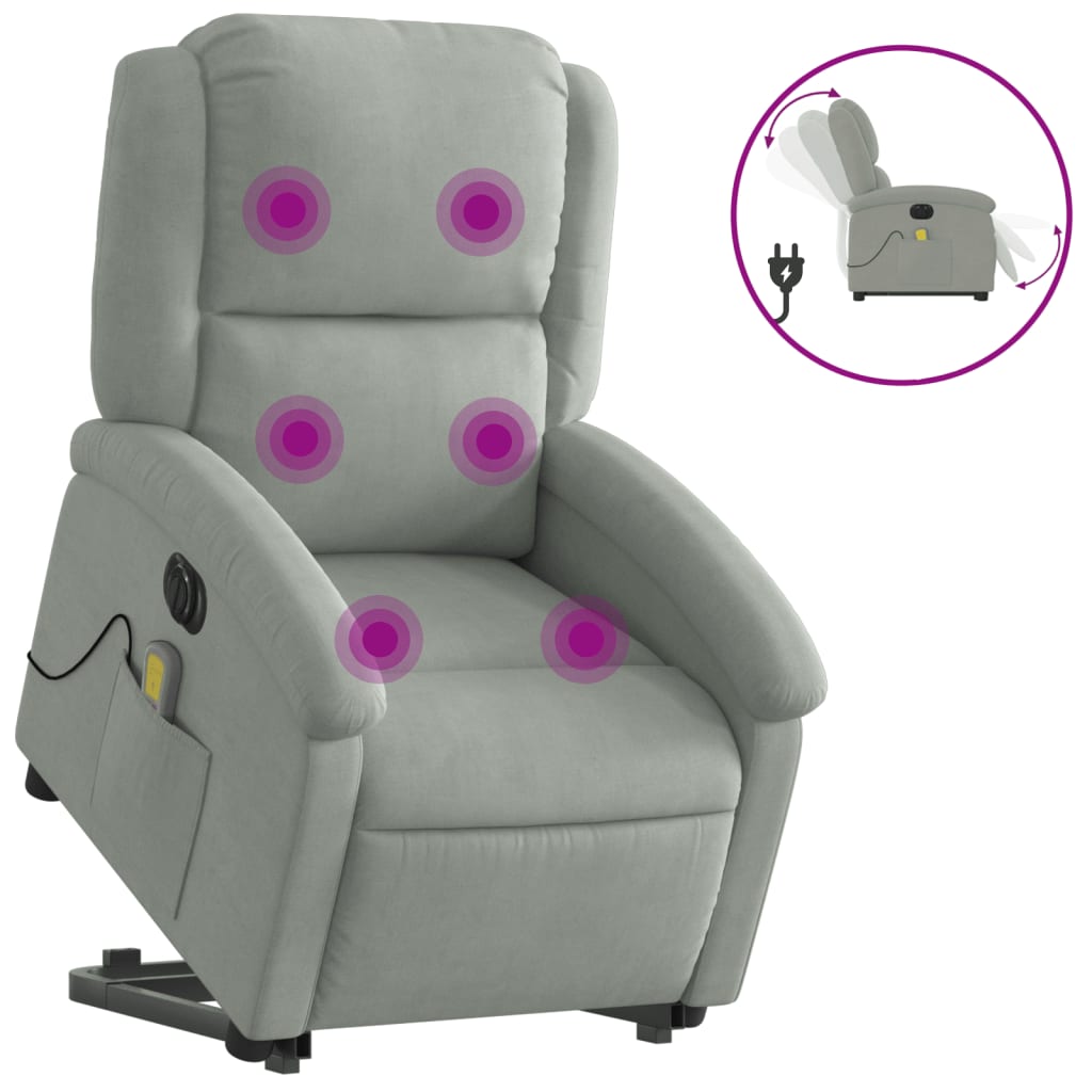 Fauteuil inclinable de massage électrique gris clair velours