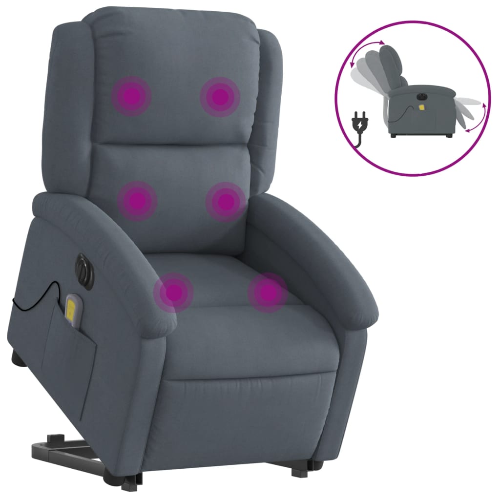 Fauteuil inclinable de massage électrique gris foncé velours