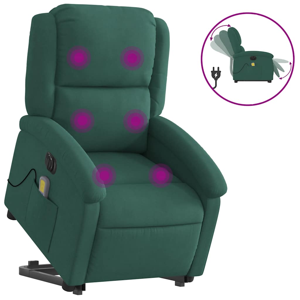 Fauteuil inclinable de massage électrique vert foncé velours