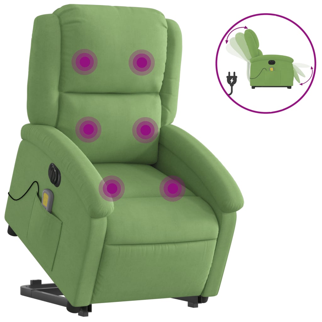Fauteuil inclinable de massage électrique vert clair velours
