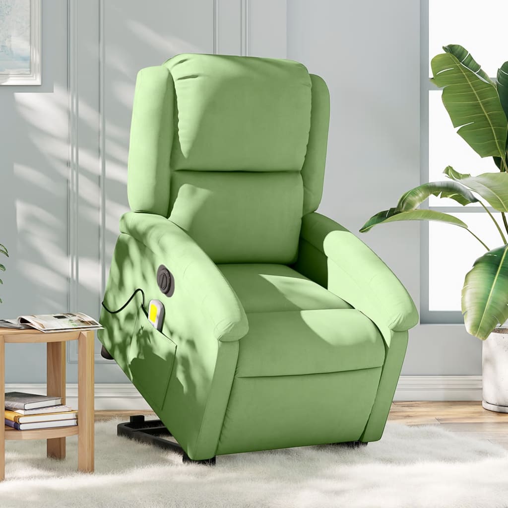 Fauteuil inclinable de massage électrique vert clair velours