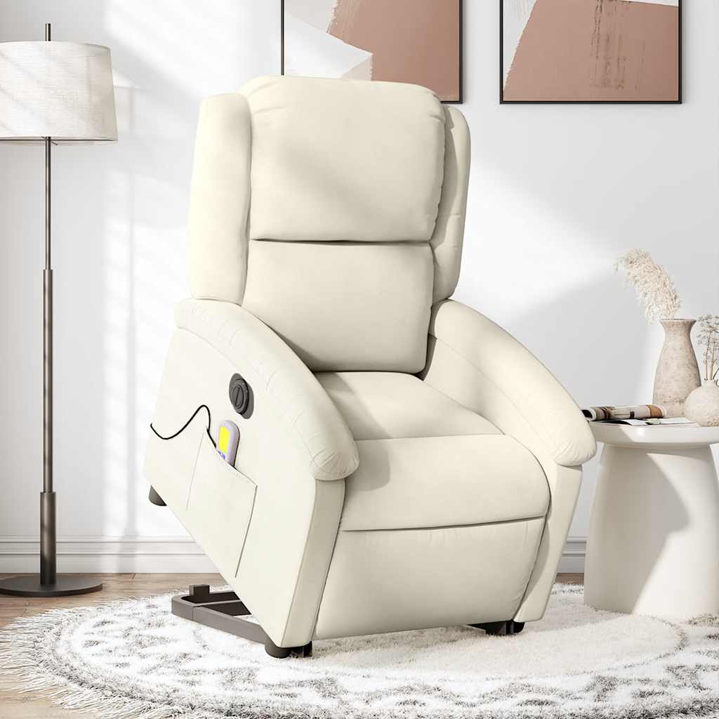 Fauteuil inclinable de massage électrique crème velours