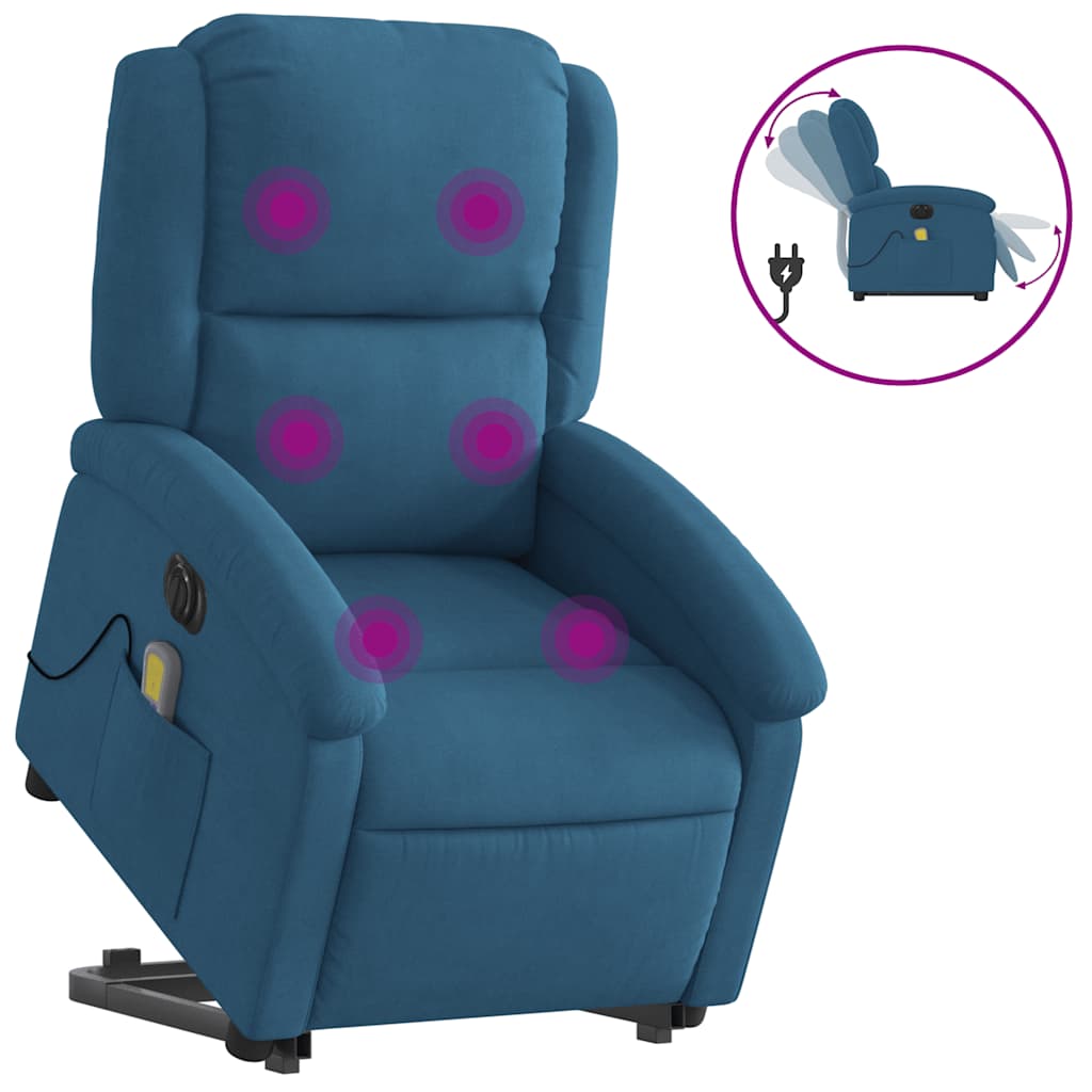 Fauteuil inclinable de massage électrique bleu velours