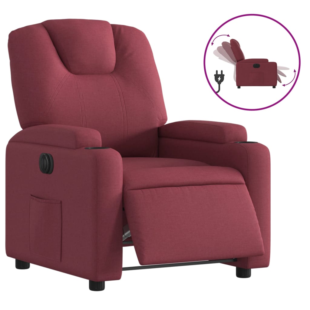 Fauteuil inclinable électrique Rouge bordeaux Tissu