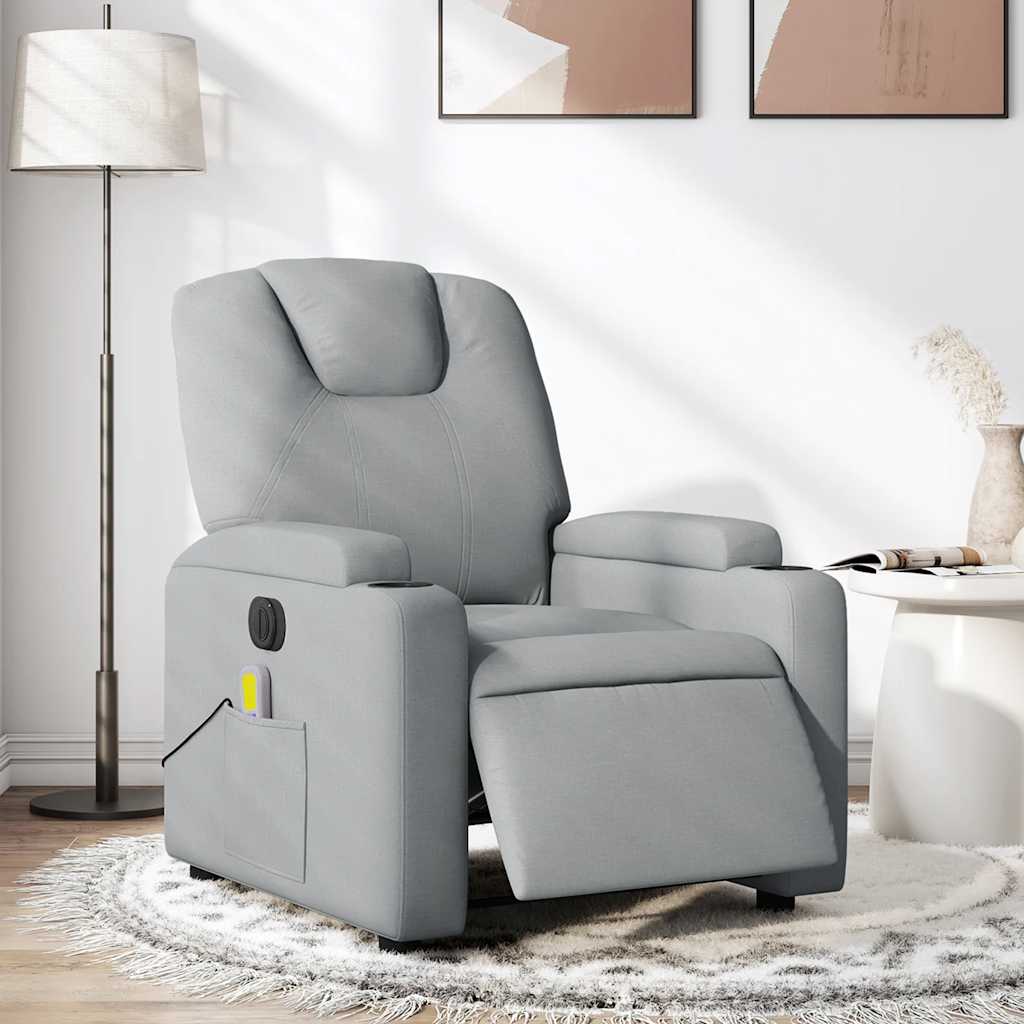 Fauteuil de massage inclinable électrique gris clair tissu