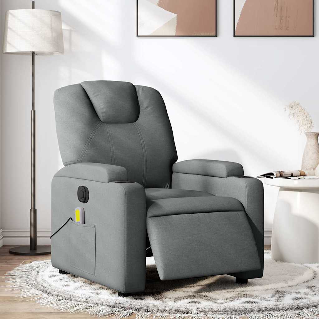 Fauteuil inclinable de massage électrique gris foncé tissu
