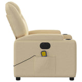 Fauteuil inclinable de massage électrique crème tissu