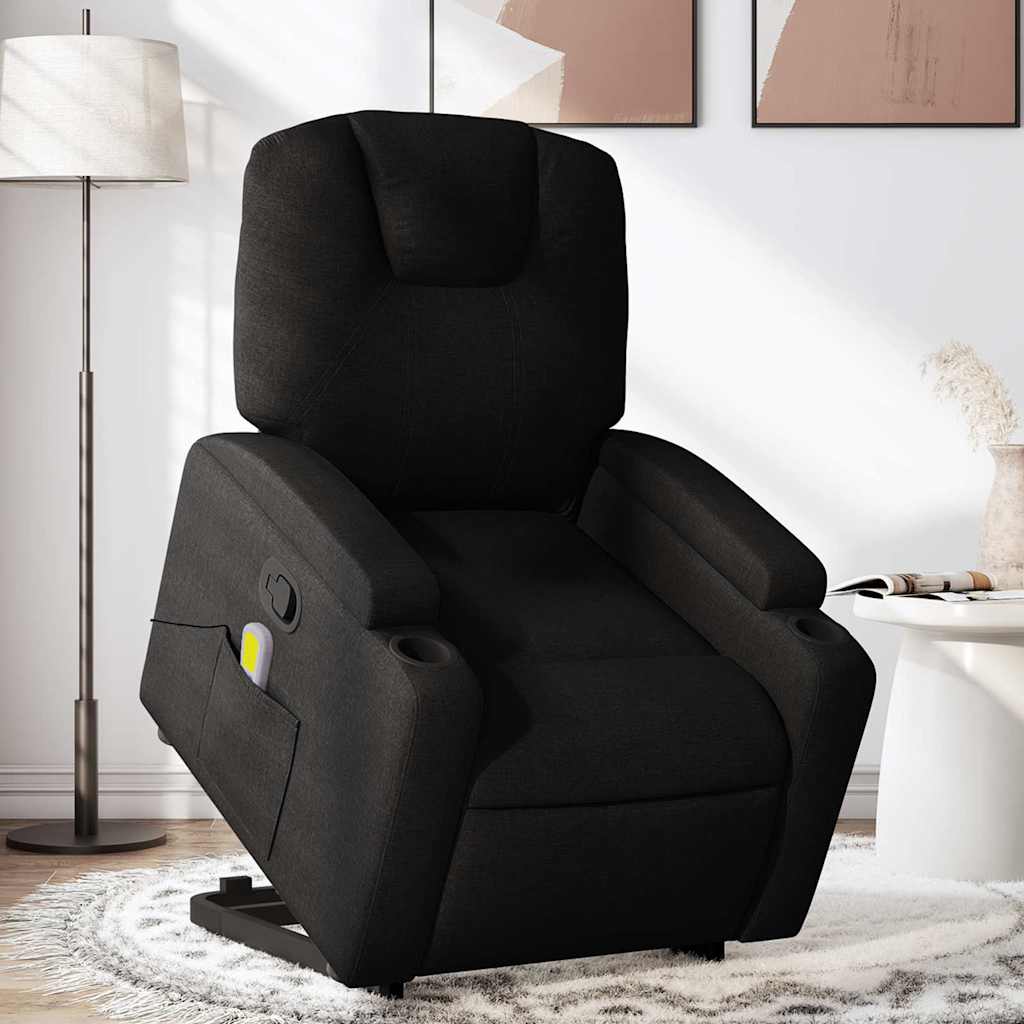 Fauteuil de massage inclinable Noir Tissu