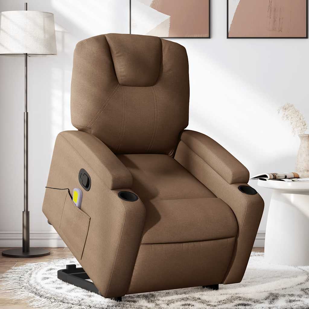 Fauteuil de massage inclinable Marron Tissu