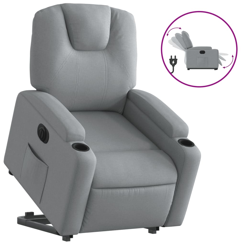 Fauteuil inclinable électrique gris clair tissu