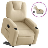 Fauteuil inclinable électrique crème tissu