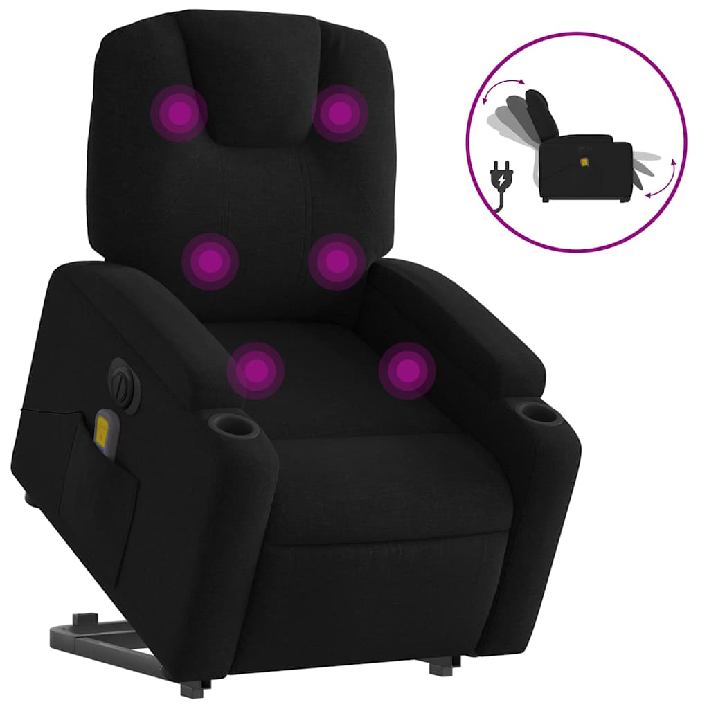 Fauteuil inclinable de massage électrique Noir Tissu