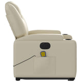 Fauteuil inclinable de massage électrique crème similicuir
