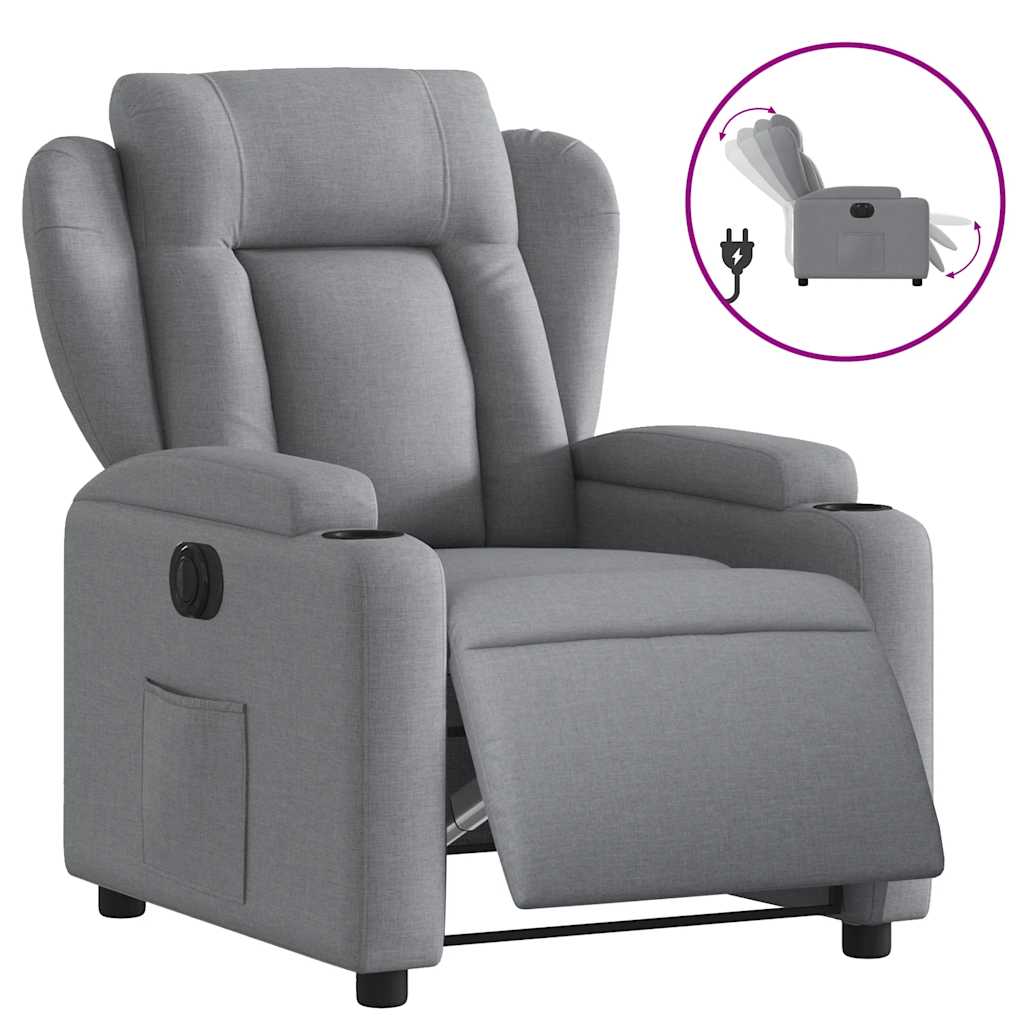 Fauteuil inclinable électrique Gris clair Tissu