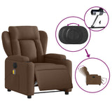 Fauteuil inclinable de massage électrique marron tissu