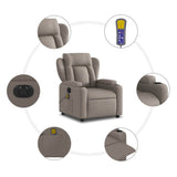Fauteuil de massage inclinable électrique Taupe Tissu