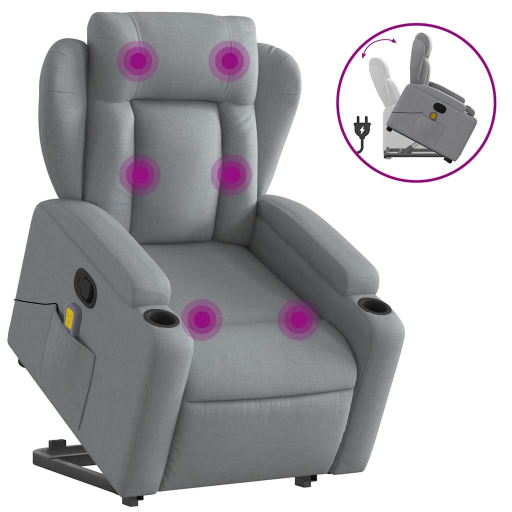 Fauteuil de massage inclinable Gris clair Tissu