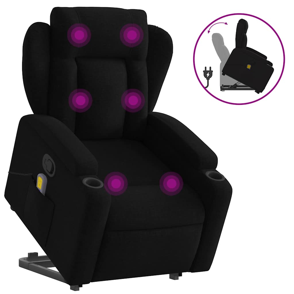 Fauteuil de massage inclinable Noir Tissu