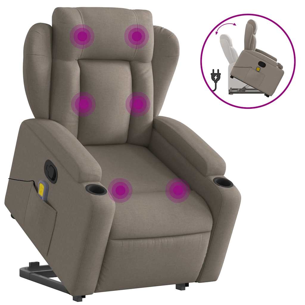 Fauteuil inclinable de massage Taupe Tissu