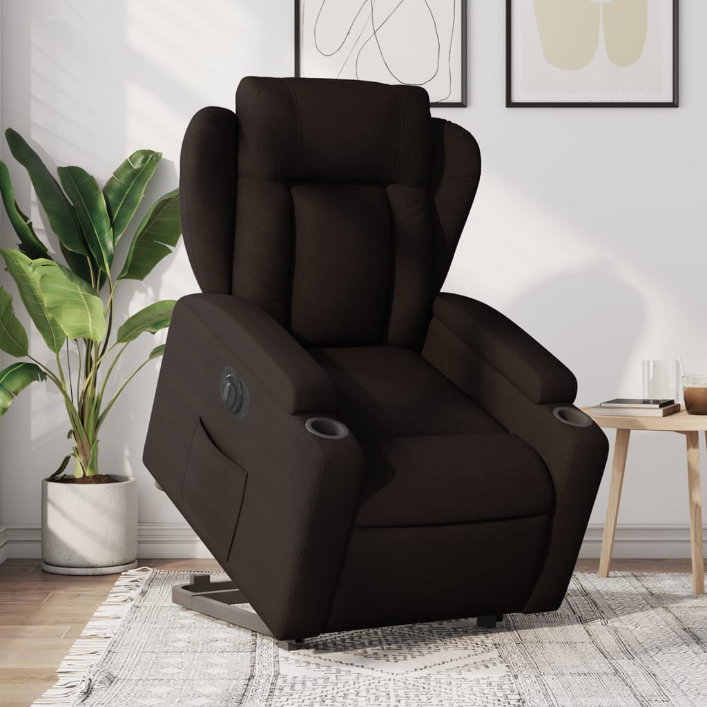 Fauteuil inclinable électrique marron foncé tissu