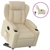 Fauteuil inclinable électrique crème tissu