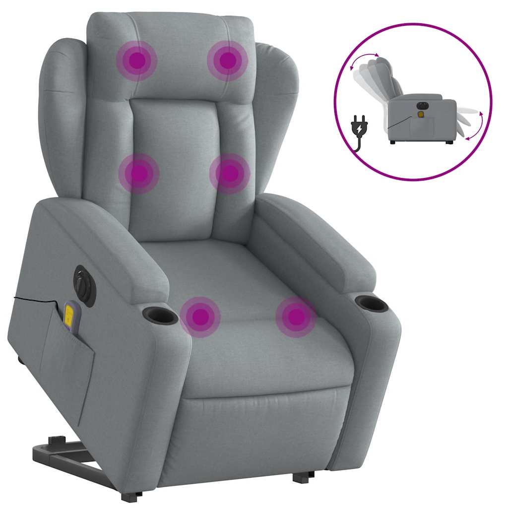 Fauteuil inclinable de massage électrique Gris clair Tissu