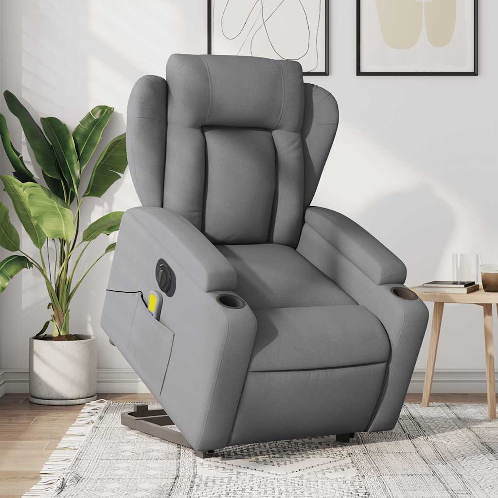 Fauteuil inclinable de massage électrique Gris clair Tissu