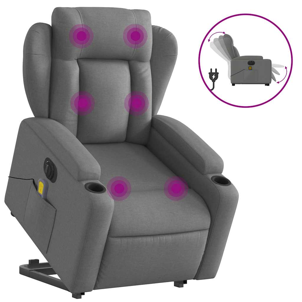 Fauteuil inclinable de massage électrique Gris foncé Tissu