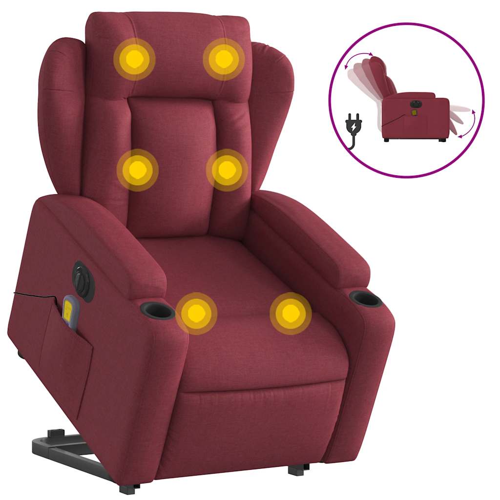 Fauteuil inclinable de massage électrique Rouge bordeaux Tissu