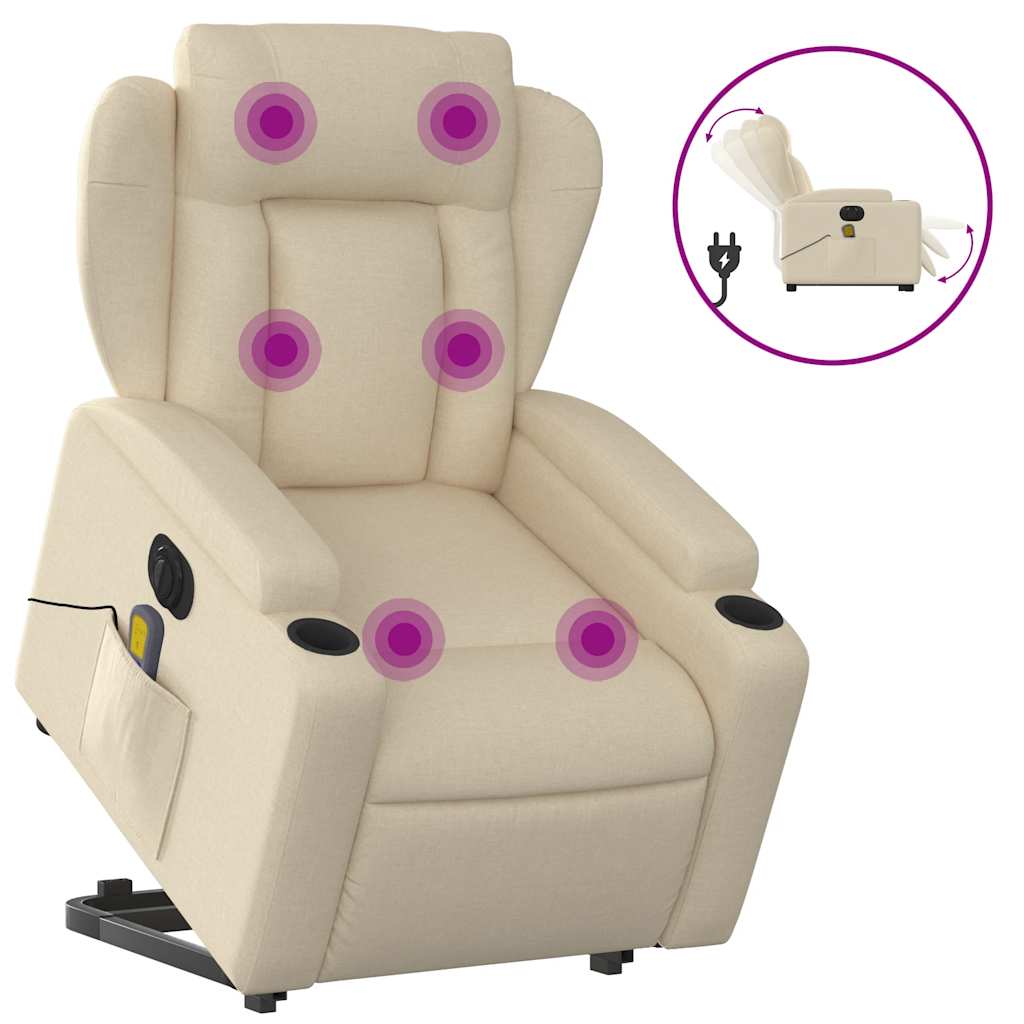Fauteuil inclinable de massage électrique Crème Tissu
